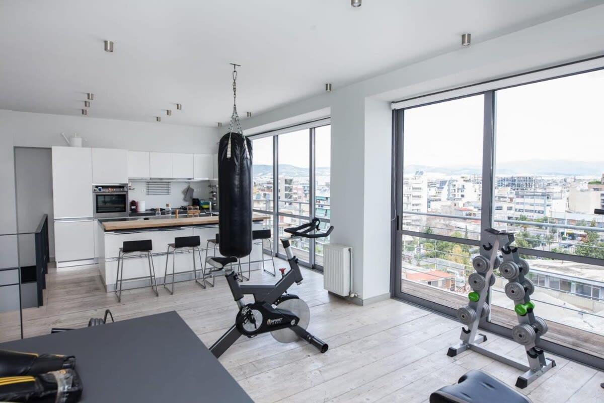 Penthouse With 360 View Of Athens And Private Gym Apartment ภายนอก รูปภาพ